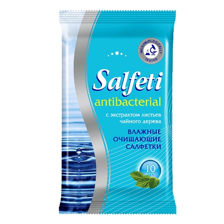 Салфетки Salfeti Антибактериальные влажные  10шт