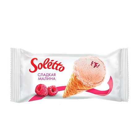 Мороженое Soletto рожок сладкая малина 75г