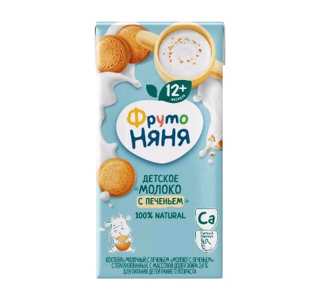 Коктейль молочный ФрутоНяня  с печеньем 2,4% 0,2л