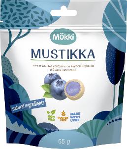 Конфеты MOKKI шок. с жев.нач. черника/бел.шок 65г
