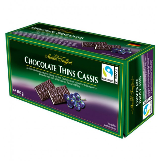 Шоколад 200 г, темный с начинкой со вкусом чер/см в пл.,т.м.Maître Truffout *16 , 9002859111310