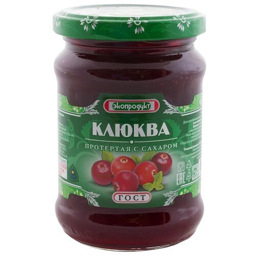 Клюква Экопродукт протертая с сах. 320г