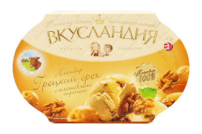 Мороженое Вкусландия грецк.орех/клен.сироп 450г ванна БЗМЖ