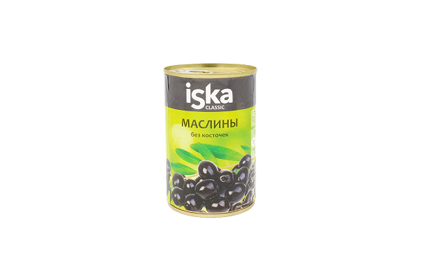 Маслины ISKA чёрн. б/к 425мл ж/б