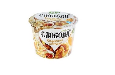 Биойогурт Слобода 6% 210г гранола/изюм/гр.орех стакан