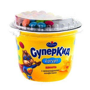 Йогурт СуперКид 2% 103г ваниль/конфеты БЗМЖ