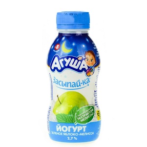 Йогурт Агуша питьевой 2,7% 200г Засыпай-ка зел.ябл/мел. БЗМЖ