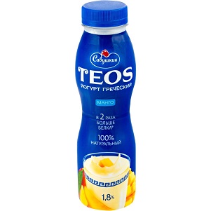 Йогурт Савушкин Греческий TEOS 1,8% 300г манго БЗМЖ