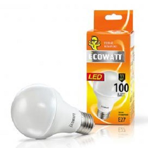 Лампочка ECOWATT А60  Е27  11 (100Вт) тёпл.бел.