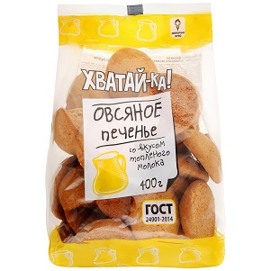 Печенье Хватай-Ка! овсяное с топл.мол. 400г