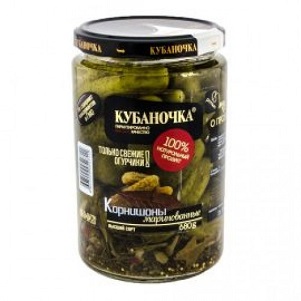 Огурчики Корнишоны Кубаночка мар. 680г