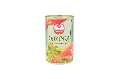 Оливки Hungrow с лососем 300г ж/б