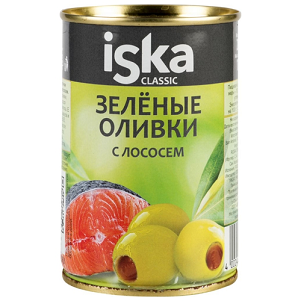 Оливки ISKA зеленые с лососем 300мл