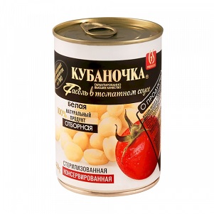 Фасоль Кубаночка белая в томате 400г ж/б