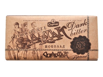 Шоколад Спартак Горький 56% 90г крафт
