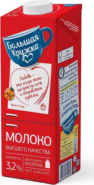 Молоко Б.Кружка 3,2% 980г