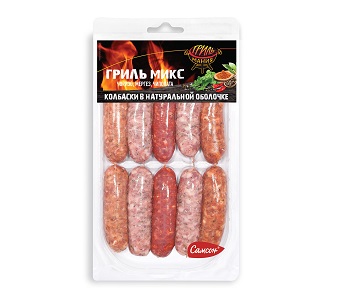 Колбаски ГрильМикс (чоризо, мергез, чиполата) охл. 320г Самсон