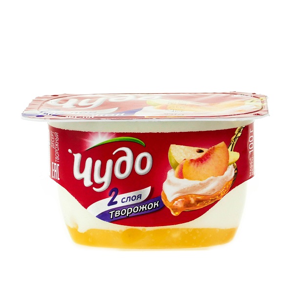 Твор. десерт Чудо 4%-4.2% 100г персик/груша БЗМЖ